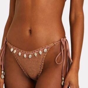 Zimmermann Cassia Rose Shell-Embellished Crochet-Knit Bikini Bottom